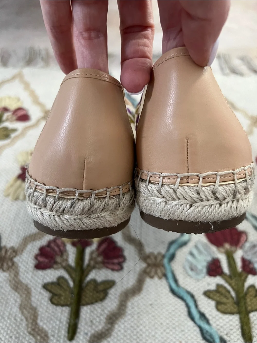 Jessica Simpson Beige Canvas Floral Embroidered Espadrilles